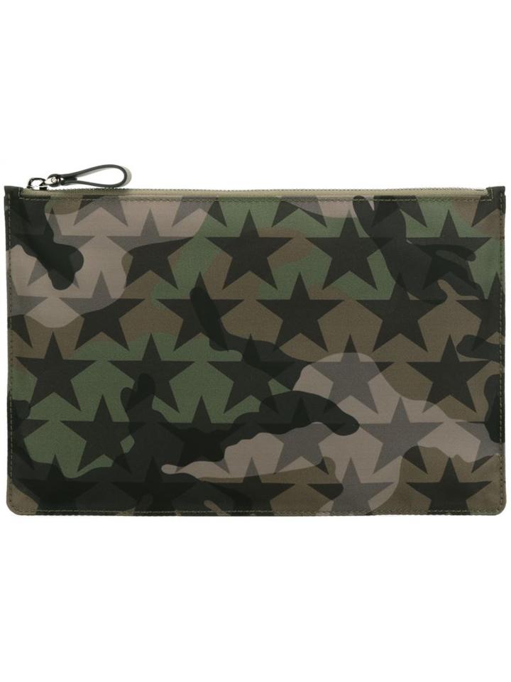 Valentino 'camustars' Clutch Bag, Men's, Green, Nylon