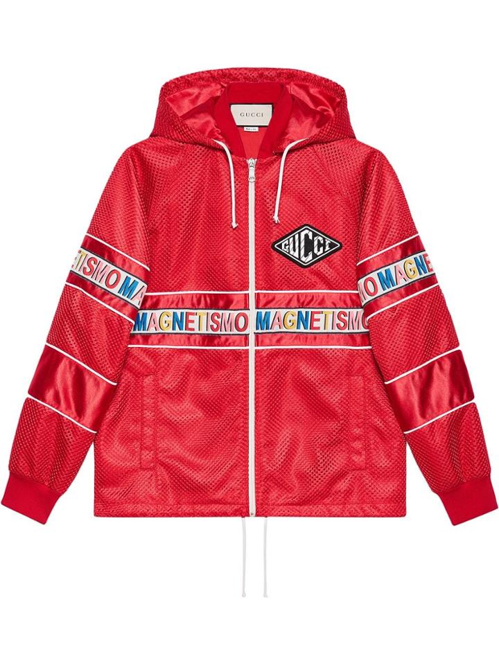 Gucci Net Jacket With Magnetismo Stripe - Red