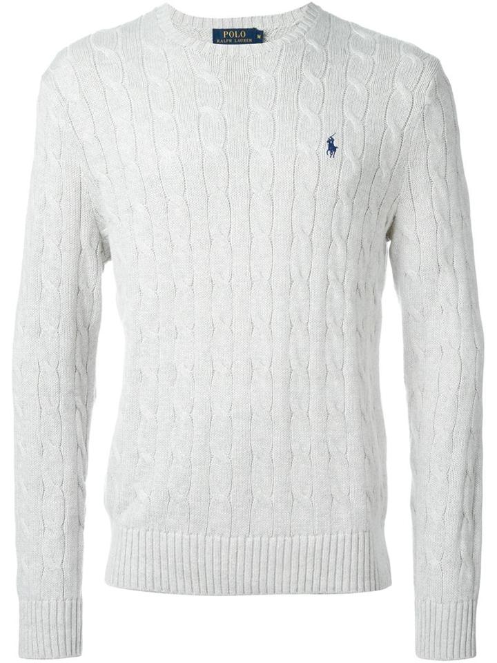 Polo Ralph Lauren Logo Cable Knit Sweater, Men's, Size: Xxl, Nude/neutrals, Cotton