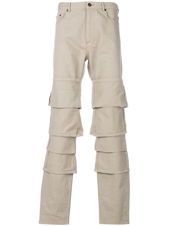 Y / Project Layered Straight-leg Jeans - Nude & Neutrals