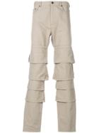 Y / Project Layered Straight-leg Jeans - Nude & Neutrals