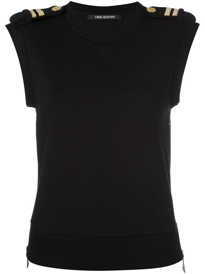 Neil Barrett Nautical Tank Top, Women's, Size: Small, Black, Lyocell/viscose/cotton/spandex/elastane
