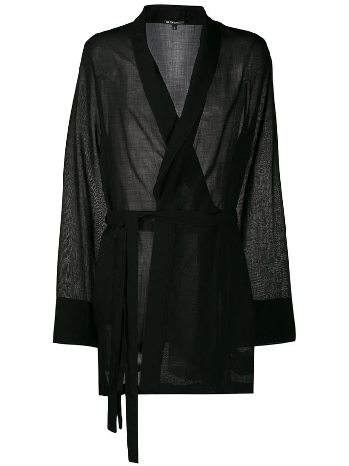 Ann Demeulemeester Belted Wrap-style Kimono - Black