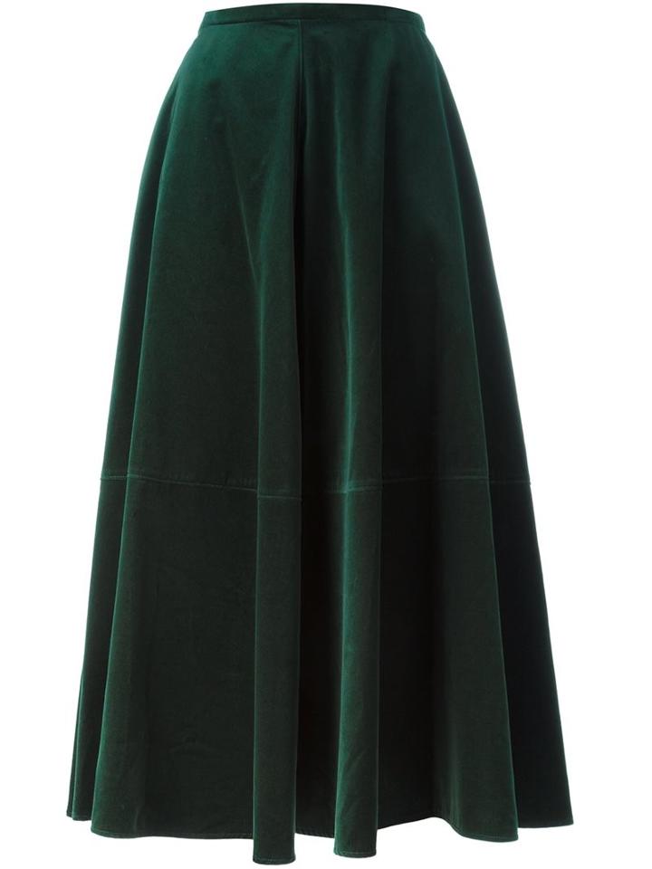 Mm6 Maison Margiela Velvet Maxi Skirt, Women's, Size: 42, Green, Cotton/polyester