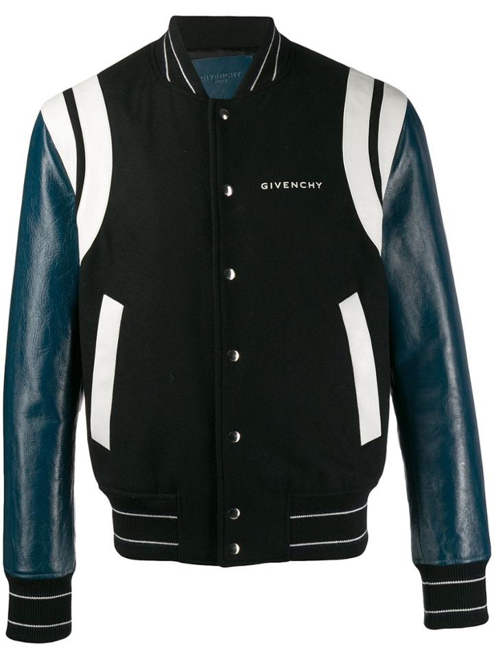 Givenchy Leather Panel Bomber Jacket - Black