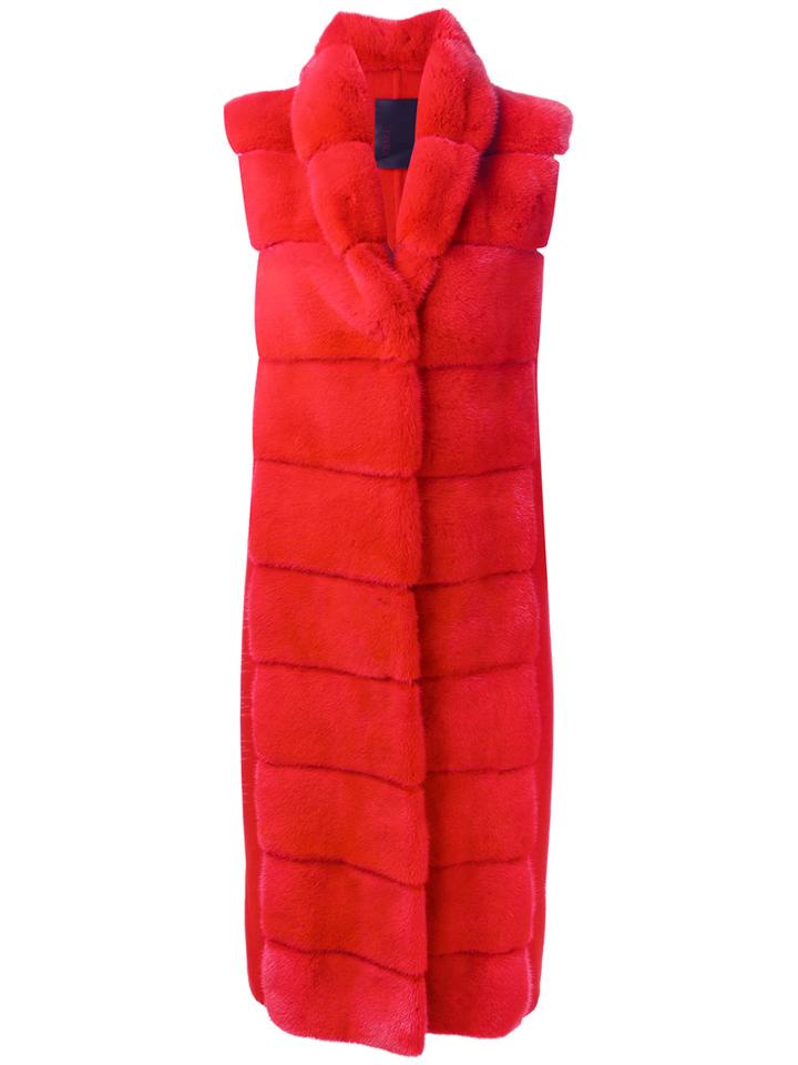 Liska Mink Fur Coat, Women's, Size: Small, Red, Silk/mink Fur/cashmere