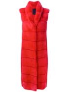 Liska Mink Fur Coat, Women's, Size: Small, Red, Silk/mink Fur/cashmere