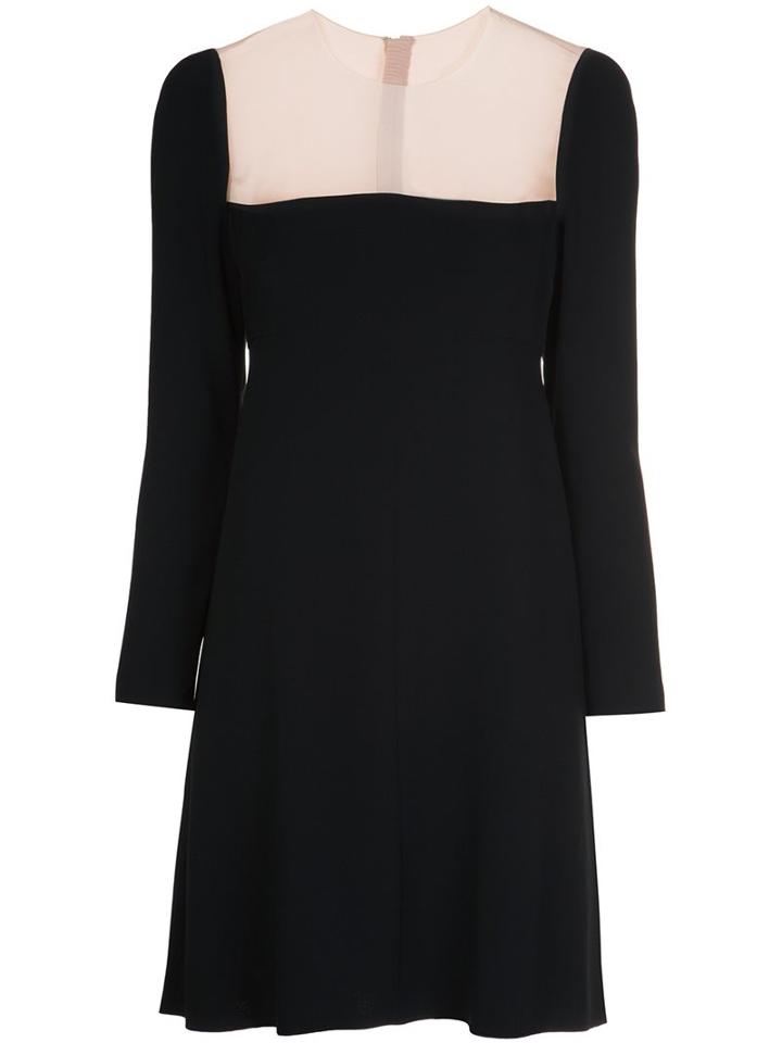 Paule Ka Sheer Panel Longsleeved Dress, Women's, Size: 38, Black, Polyester/viscose/acetate/spandex/elastane