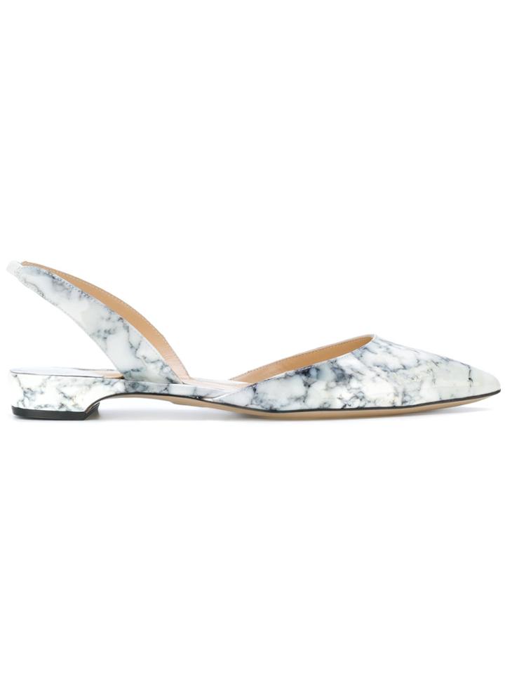Paul Andrew Rhea Marble Print Ballerinas - White