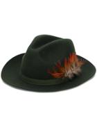 Paul Smith Feather Detail Fedora Hat - Green