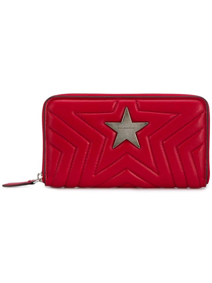 Stella Mccartney Zip Around Matelassé Star Wallet - Red