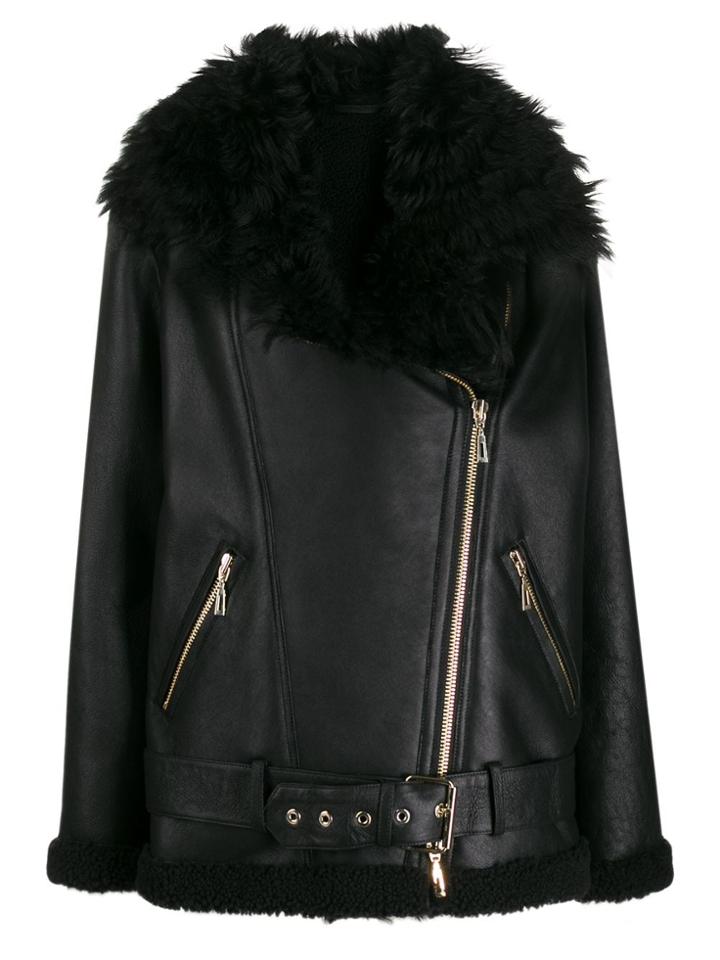 Amen Faux Fur Aviator Jacket - Black