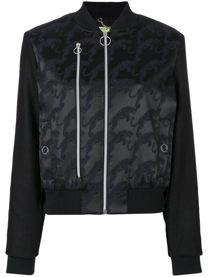 Versace Jeans Embroidered Bomber Jacket - Black