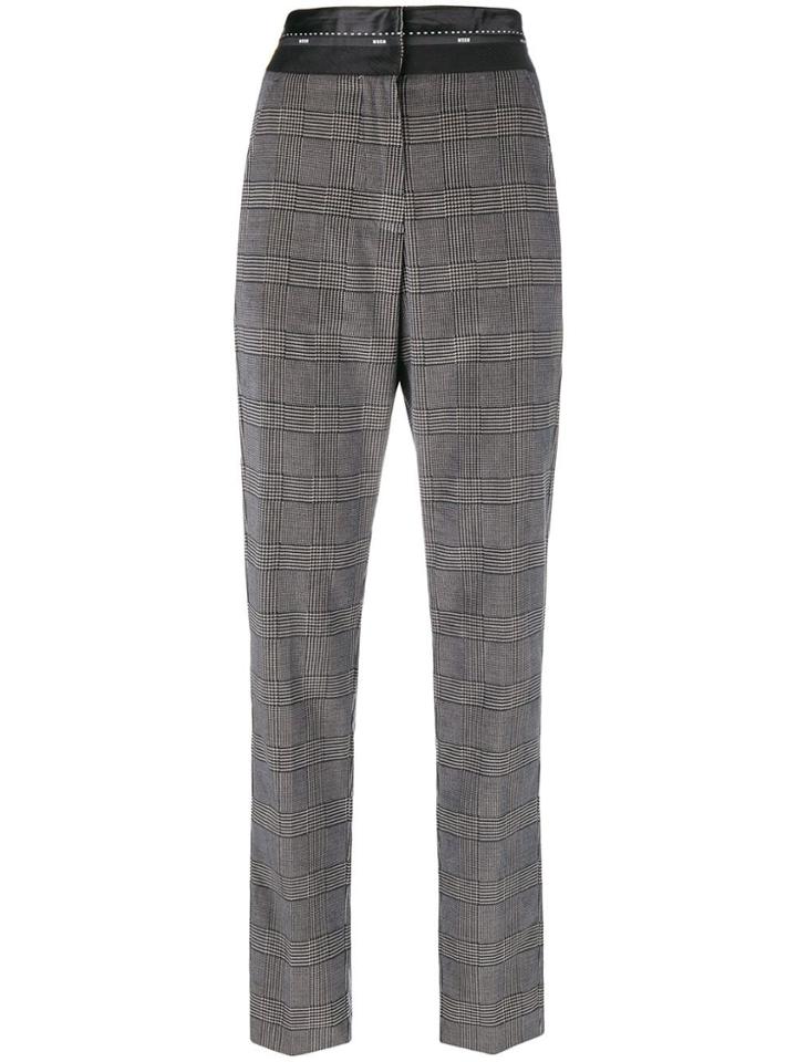 Msgm High Waist Checked Trousers - Grey