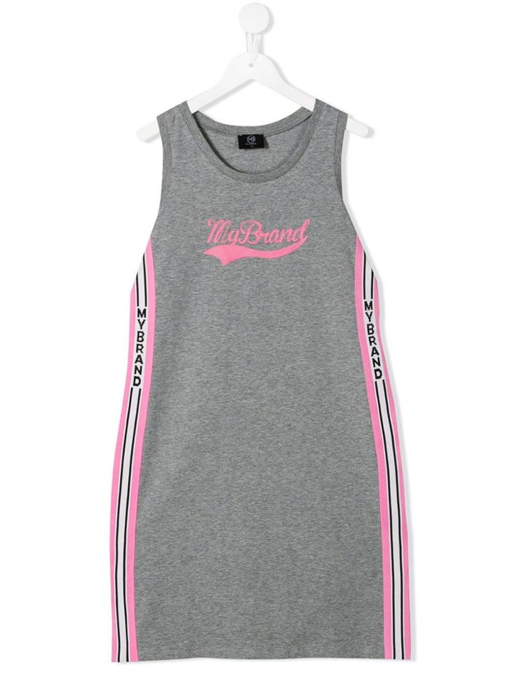 My Brand Kids Sleeveless Logo Jersey Dress - Grey