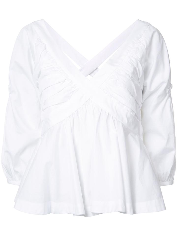 Piamita V Neck Top, Women's, Size: Small, White, Cotton