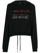 Pinko Amour Impossible Rhinestone Hoodie - Black