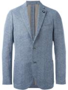Lardini Two Button Blazer, Men's, Size: 46, Blue, Cotton/nylon/polyester