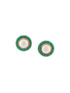 Chanel Vintage Button Clip-on Earrings, Women's, Turquoise