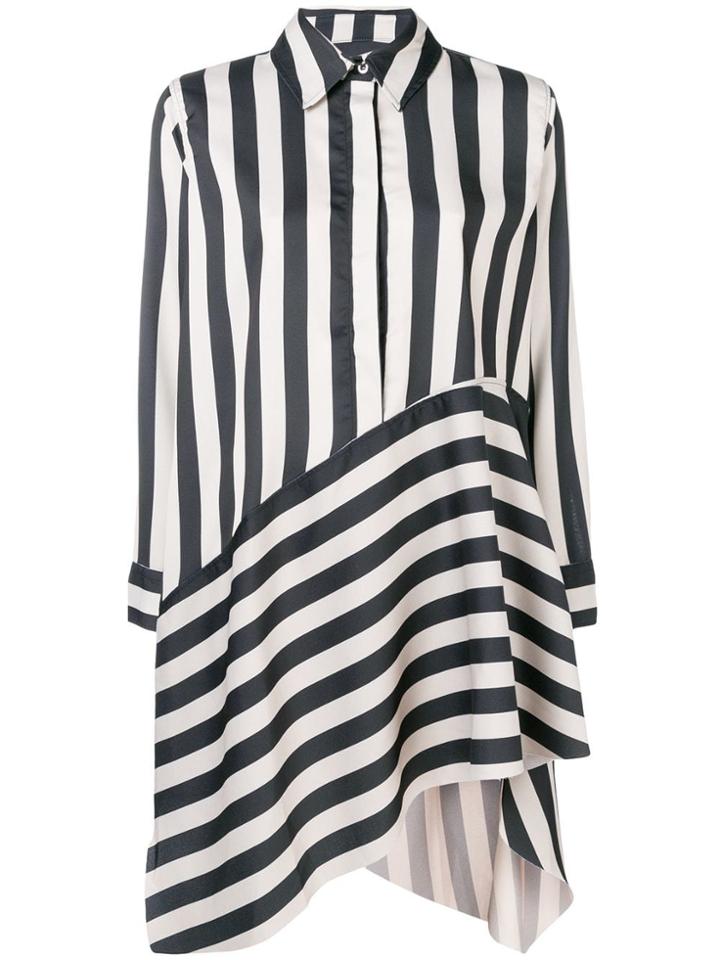 Marques'almeida Striped Asymmetric Shirt Dress - Black