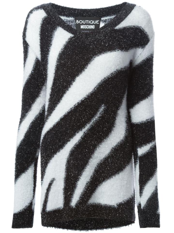 Boutique Moschino Zebra Striped Sweater, Women's, Size: 48, Black, Polyamide/polyester