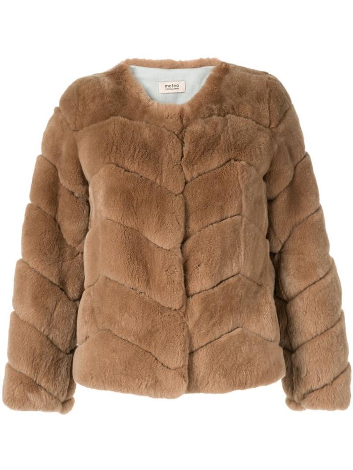Yves Salomon Meteo Chevron Jacket - Brown