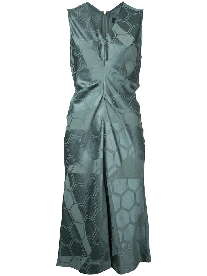 Isabel Marant - 'ravenax' Ruched Jacquard Dress - Women - Cotton - 42, Green, Cotton