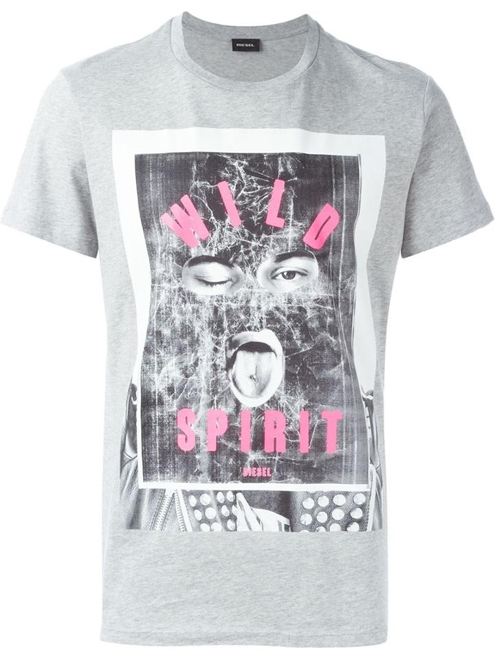 Diesel 't-diego-ia' T-shirt, Men's, Size: Xxl, Grey, Cotton