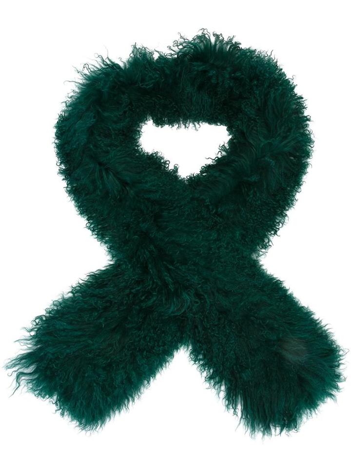 Charlotte Simone Fur Scarf, Women's, Green, Lamb Fur