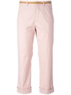 Miu Miu Cropped Pants, Women's, Size: 40, Pink/purple, Cotton/polyamide/spandex/elastane/viscose