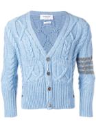Thom Browne 4-bar Aran Cable Short Cardigan - Blue