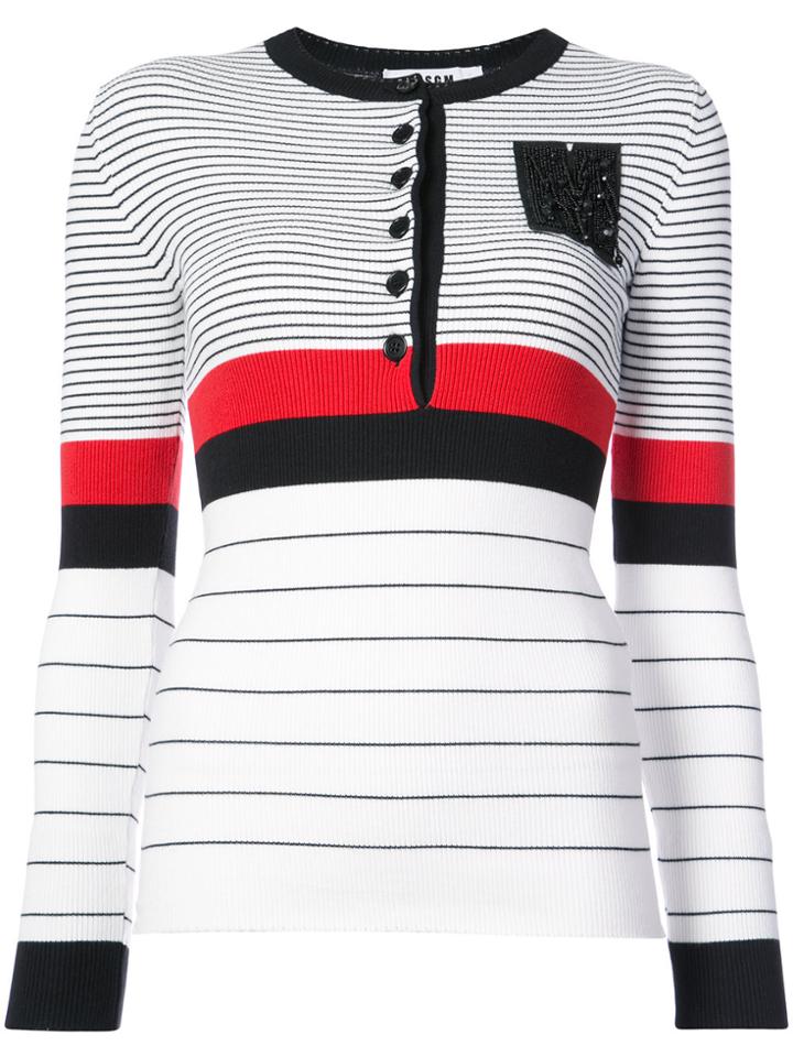 Msgm Striped Rib Knit Top - Red