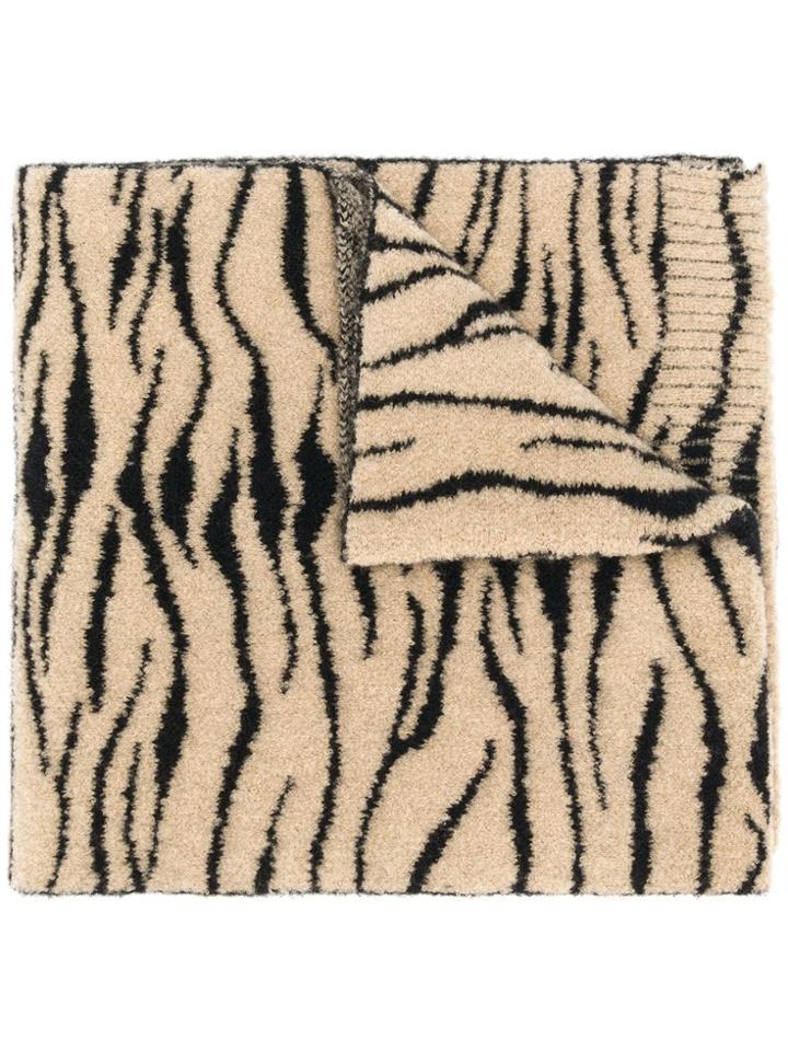 Ssheena Zebra Print Scarf - Brown