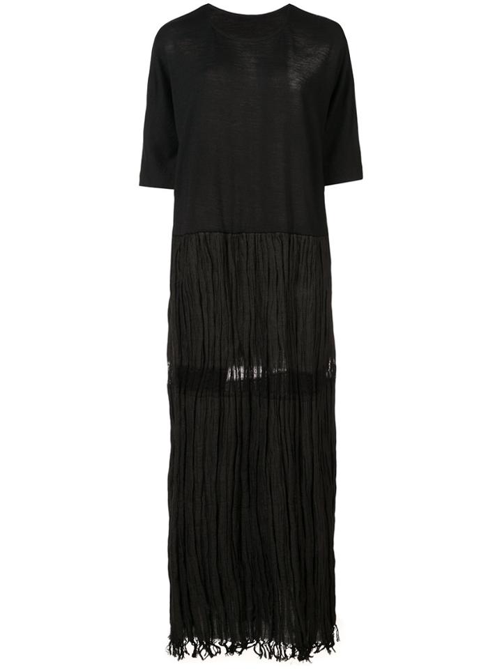 Uma Wang Frayed T-shirt Dress - Black