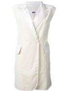 Mm6 Maison Margiela Sleeveless Frayed Jacket, Women's, Size: 44, White, Cotton/polyester