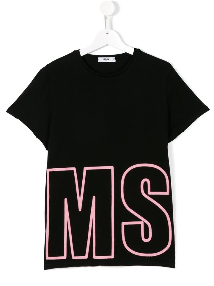 Msgm Kids Logo Print T-shirt, Girl's, Size: 14 Yrs, Black