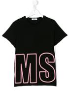 Msgm Kids Logo Print T-shirt, Girl's, Size: 14 Yrs, Black