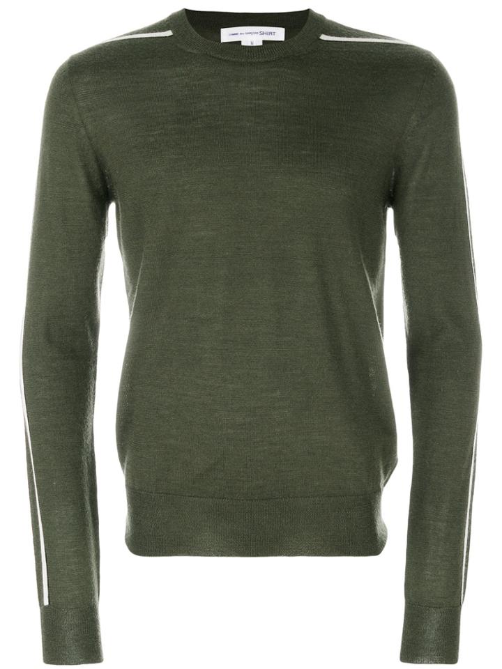 Comme Des Garçons Shirt Striped Sleeve Jumper - Green