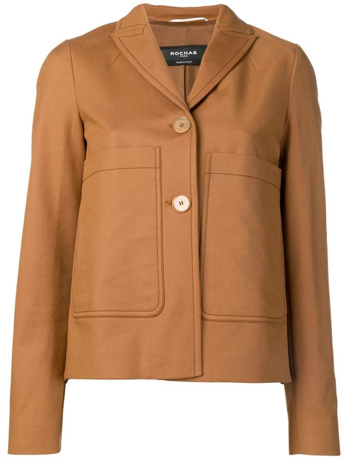 Rochas Single-breasted Boxy Jacket - Brown