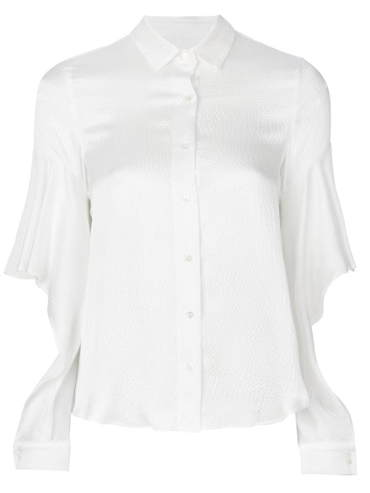L'autre Chose Ruffle Sleeved Shirt - White