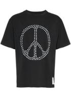Satisfy Peace Symbol And Distressed Effect Cotton T-shirt - Black