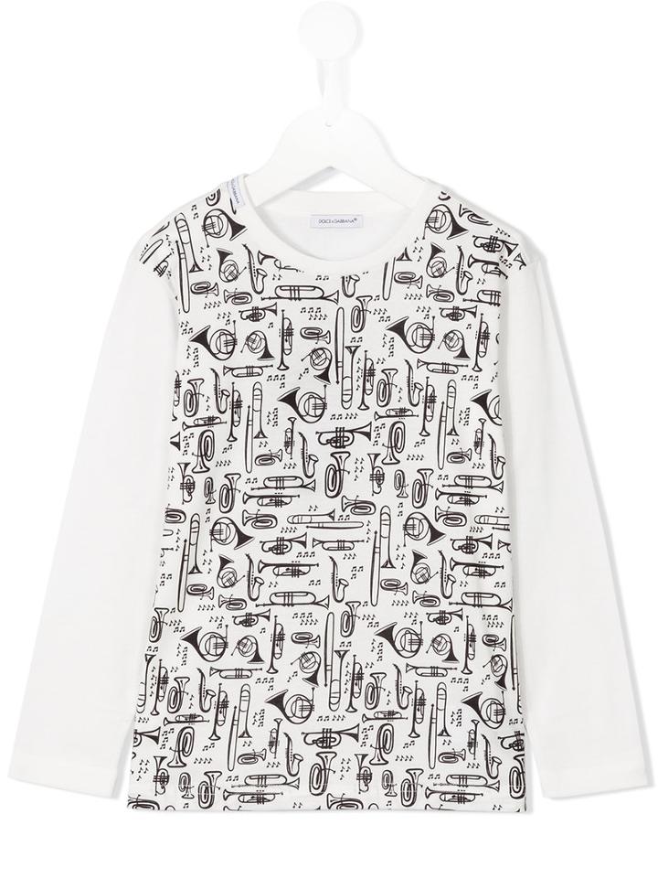 Dolce & Gabbana Kids Instrument Print T-shirt, Boy's, Size: 6 Yrs, White