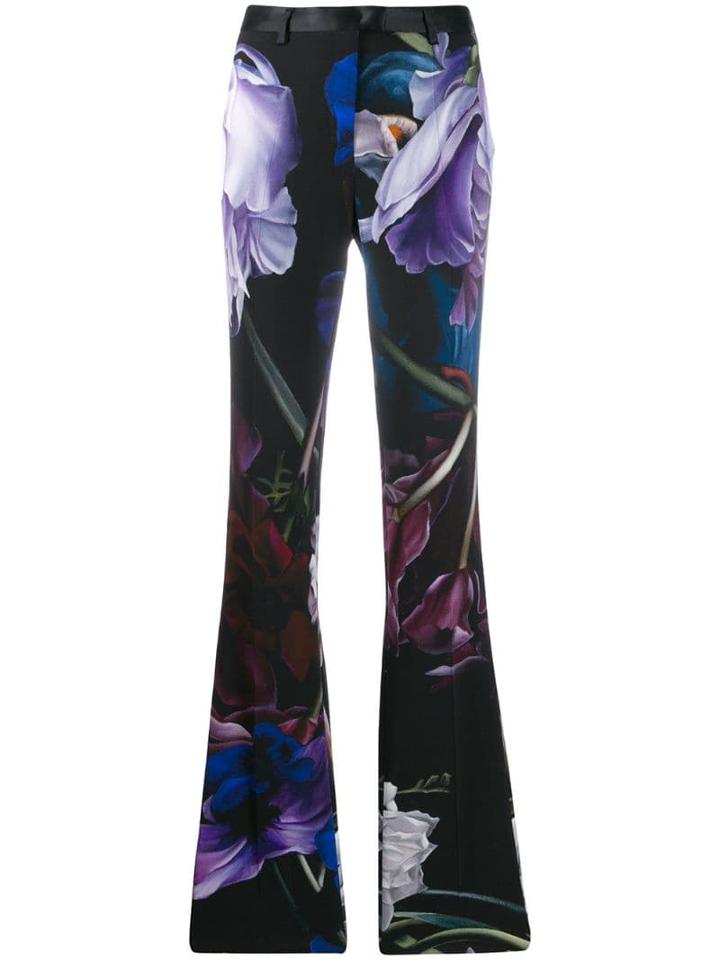 Roberto Cavalli Marchito Print Flared Tailored Trousers - Black