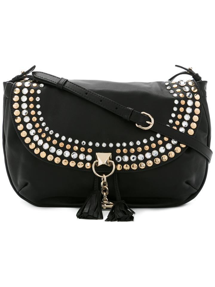 Sonia Rykiel Studded Cross Body Bag, Women's, Black, Sheep Skin/shearling