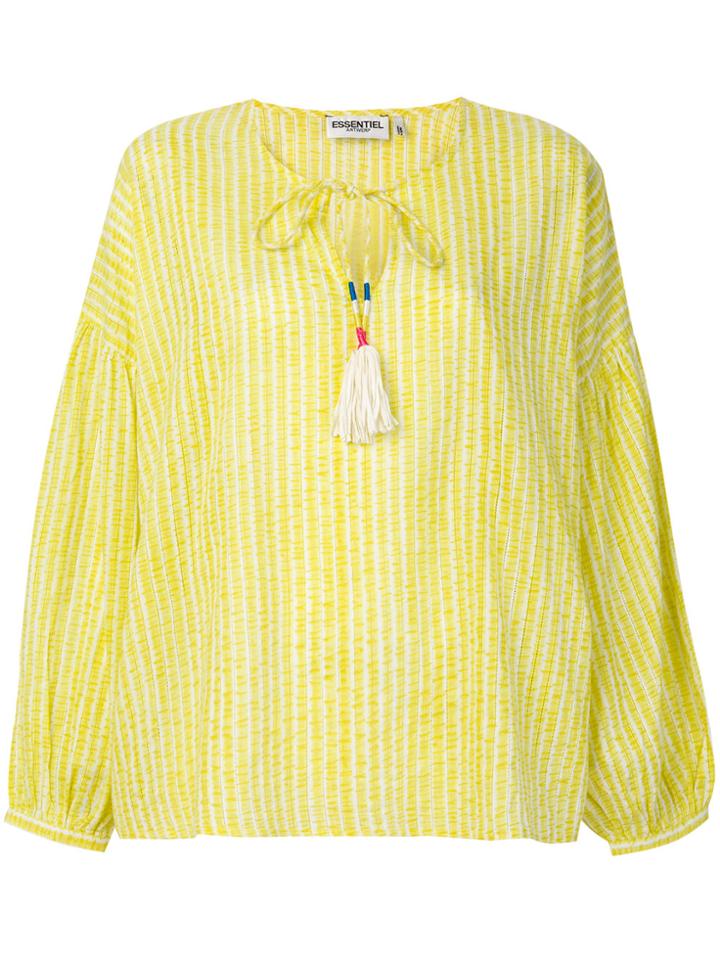 Essentiel Antwerp Striped Tie Neck Tassel Top - Yellow & Orange