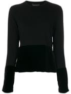 Cashmere In Love Cashmere Jumper With Velvet Panels - Black