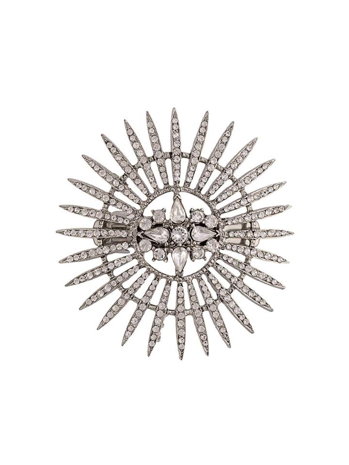 Oscar De La Renta Crystal Embellished Hair Clip - Silver