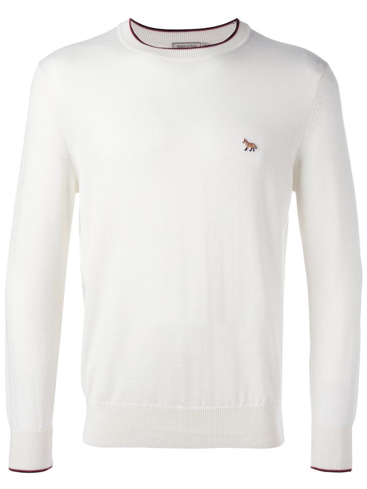 Maison Kitsuné Fox Patch Jumper, Men's, Size: Small, White, Wool