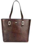 Armani Collezioni Embossed Crocodile Effect Tote, Women's, Brown, Calf Leather