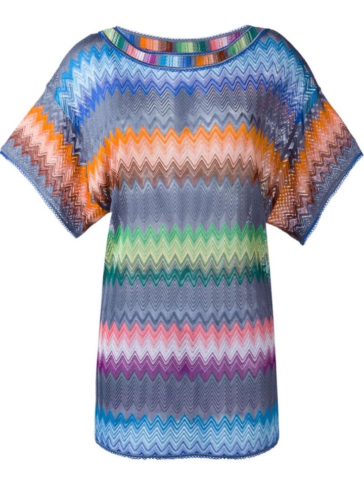 Missoni Zigzag Knitted Short Sleeves T-shirt, Women's, Size: 44, Viscose